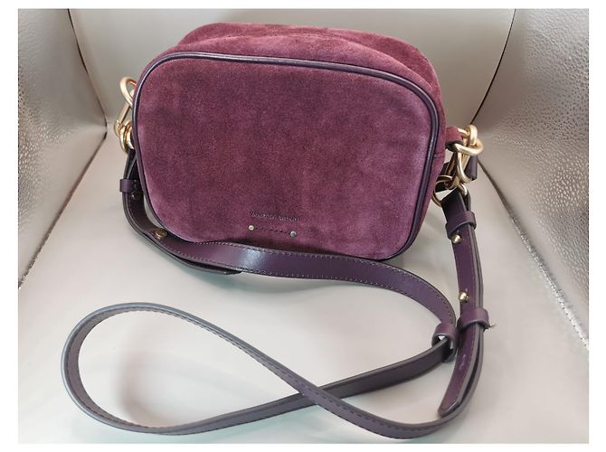 Borsa a spalla Vanessa Bruno in pelle nabuk prugna - vista 5