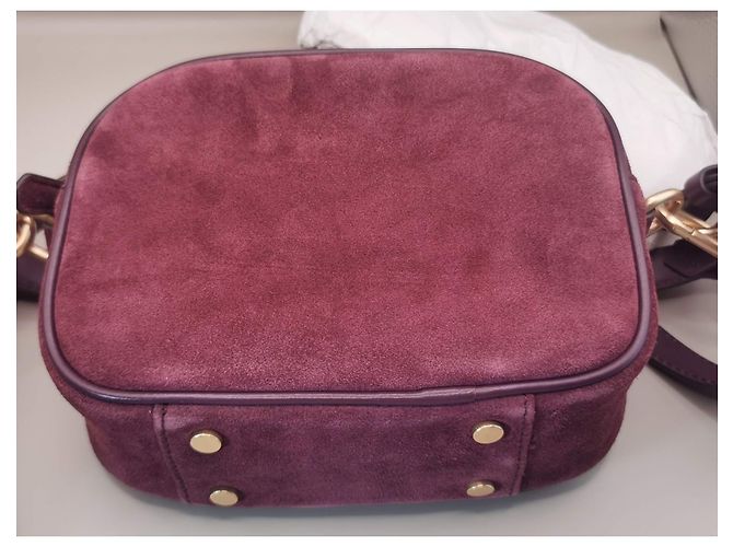 Borsa a spalla Vanessa Bruno in pelle nabuk prugna - vista 6