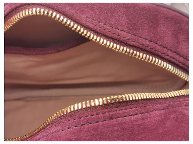 Borsa a spalla Vanessa Bruno in pelle nabuk prugna - vista 7