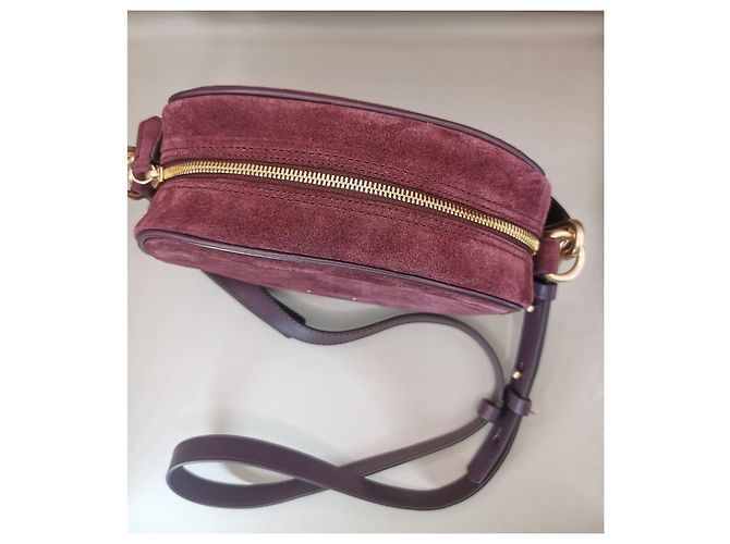 Borsa a spalla Vanessa Bruno in pelle nabuk prugna - vista 9