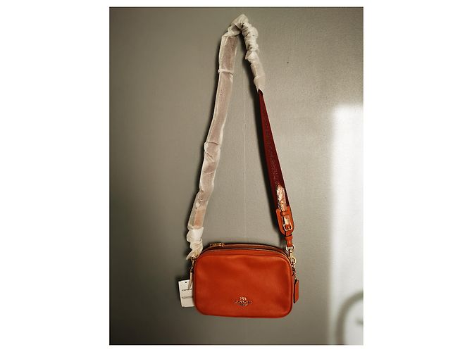 Borsa Coach in pelle marrone e bordeaux Arancione Bordò - vista 14