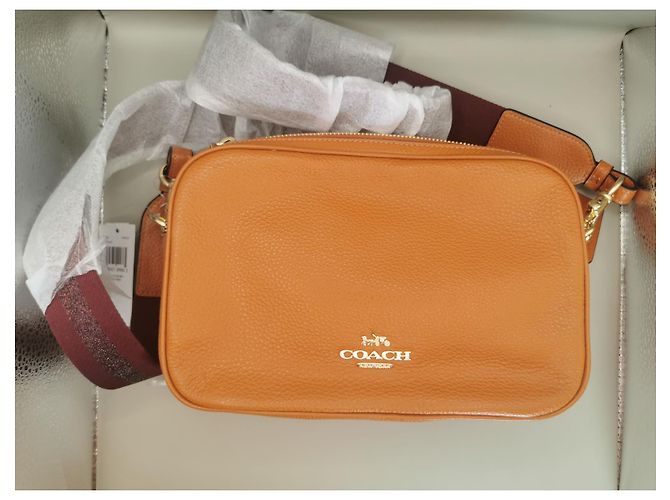 Borsa Coach in pelle marrone e bordeaux Arancione Bordò - vista 2