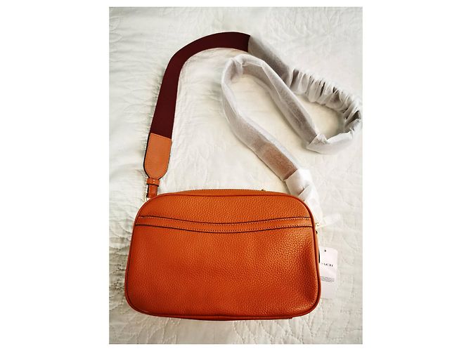 Borsa Coach in pelle marrone e bordeaux Arancione Bordò - vista 9