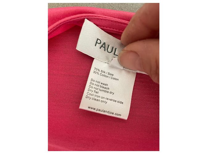 Paul & Joe Vestido midi com manga morcego Paul & Jo. 38 seda e algodão rosa doce - vista 7