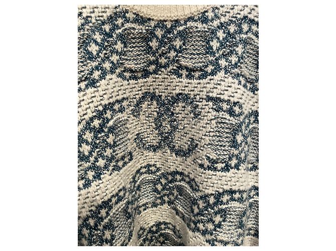 Chanel Cocomark Pullover Weiß Blau Baumwolle Kaschmir 42 - Ansicht 2