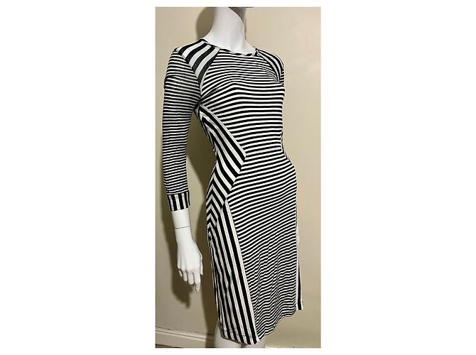 Diane Von Furstenberg Vestido DvF Haven con favorecedor estampado de rayas Negro Blanco - vista 2