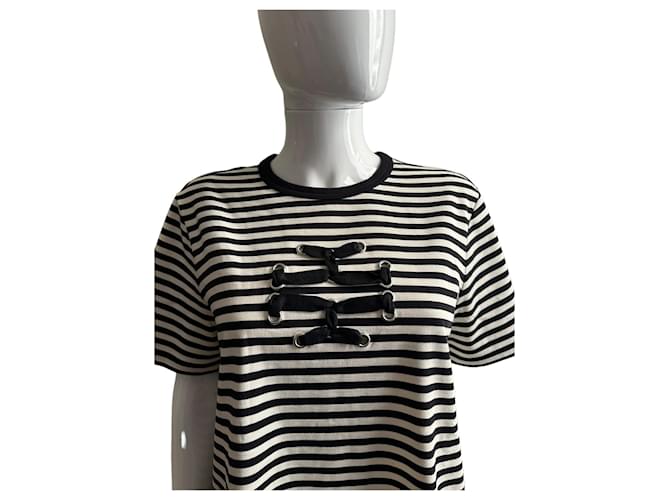 Tory Burch Top de algodón con rayas y logo Multicolor - vista 13