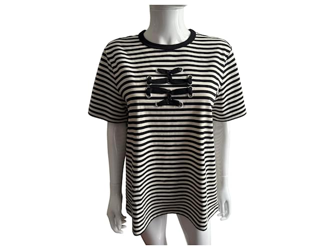 Tory Burch Top de algodón con rayas y logo Multicolor - vista 14