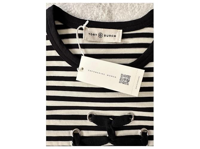 Tory Burch Top de algodón con rayas y logo Multicolor - vista 3