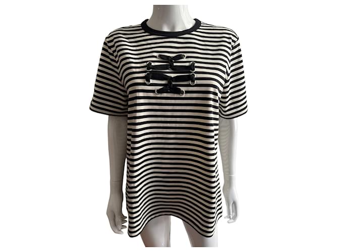 Tory Burch Top de algodón con rayas y logo Multicolor - vista 9