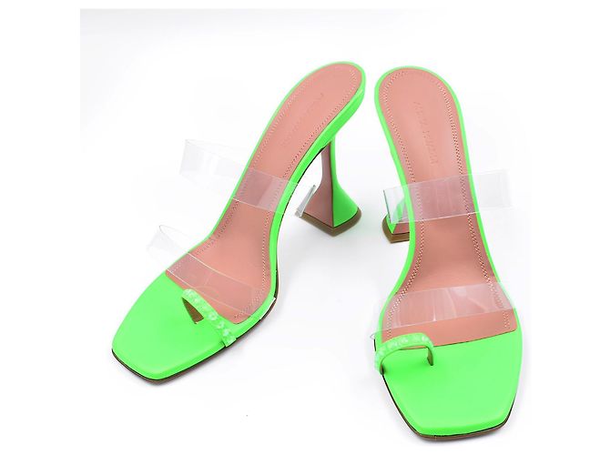 Sandali Amina Muaddi Sami Slipper Verde Fluo - vista 2