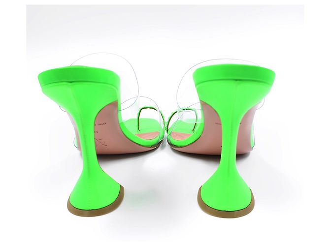 Sandali Amina Muaddi Sami Slipper Verde Fluo - vista 4