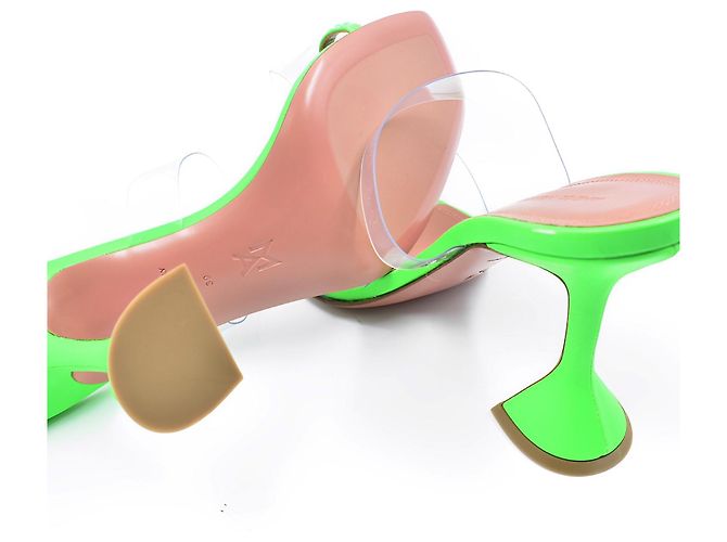 Sandali Amina Muaddi Sami Slipper Verde Fluo - vista 5