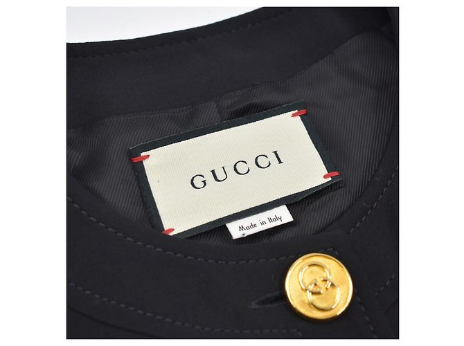 Vestido sem mangas Gucci em cady preto de lã e seda - vista 5