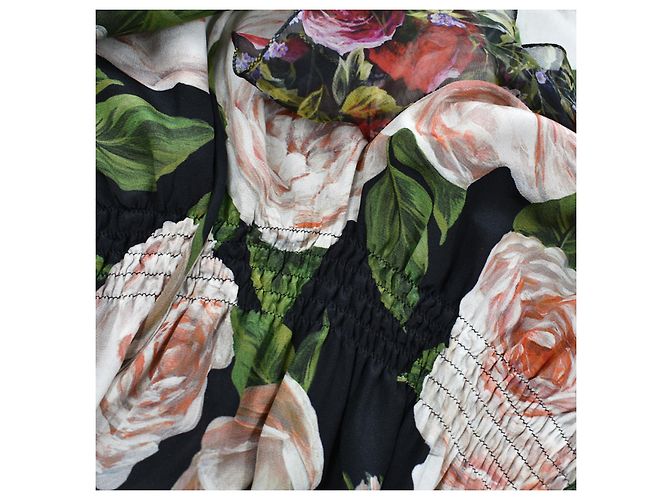 Dolce & Gabbana Seiden Volant Bluse Schwarz - Ansicht 3