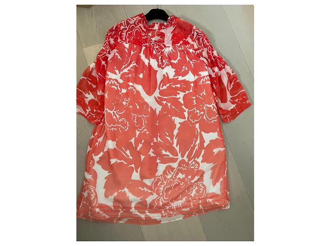 Diane Von Furstenberg Seidenkleid rot weiß - Ansicht 2