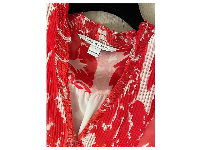 Diane Von Furstenberg Seidenkleid rot weiß - Ansicht 7