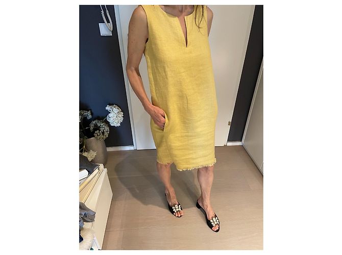 Vestido Loro Piana de lino amarillo - vista 5