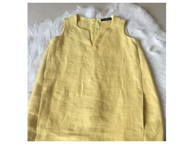 Vestido Loro Piana de lino amarillo - vista 6