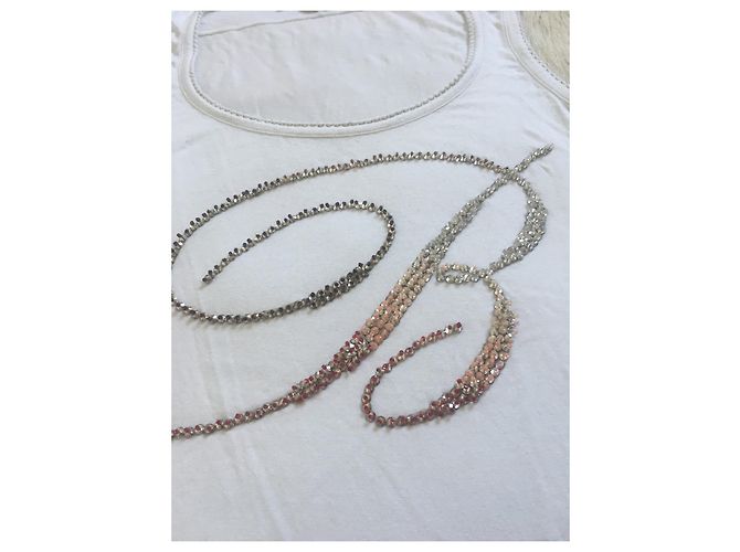 Top Blumarine branco de modal com strass - vista 2