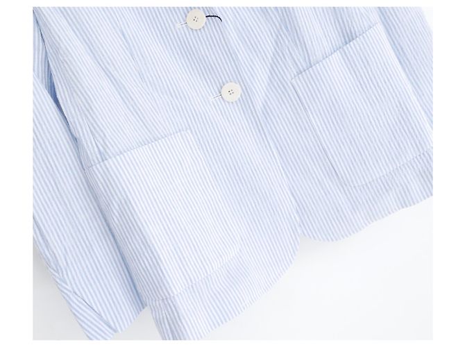 Weekend Max Mara Weekend MaxMara gestreifte Seersucker-Blazerjacke Hellblau - Ansicht 2