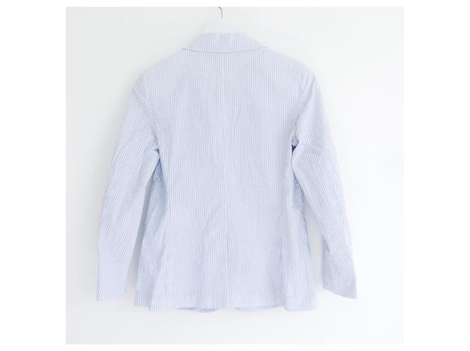 Weekend Max Mara Weekend MaxMara gestreifte Seersucker-Blazerjacke Hellblau - Ansicht 4