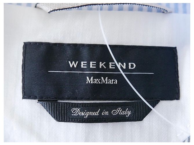 Weekend Max Mara Weekend MaxMara gestreifte Seersucker-Blazerjacke Hellblau - Ansicht 5