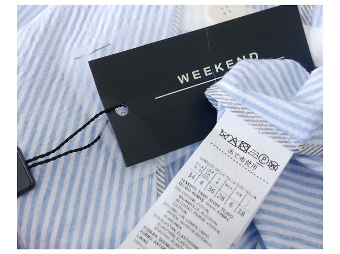 Weekend Max Mara Weekend MaxMara gestreifte Seersucker-Blazerjacke Hellblau - Ansicht 6