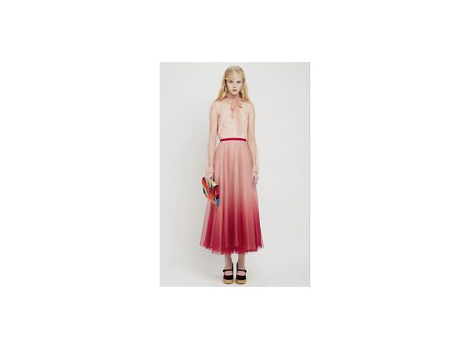 Red Valentino Falda evasé de tul degradado Roja - vista 2