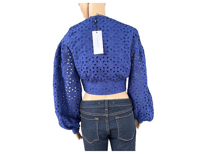 Karen Millen Top de algodón bordado con mangas voluminosas azul - vista 2