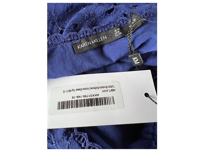 Karen Millen Top de algodón bordado con mangas voluminosas azul - vista 4