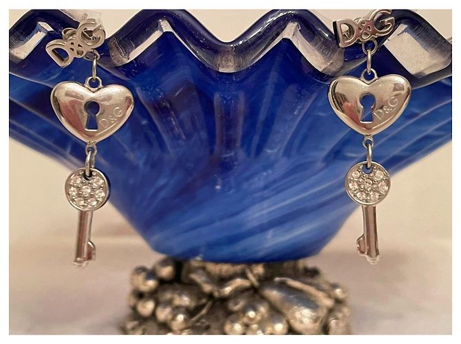 Orecchini DOLCE & GABBANA acciaio cuore chiave logo Argento - vista 2
