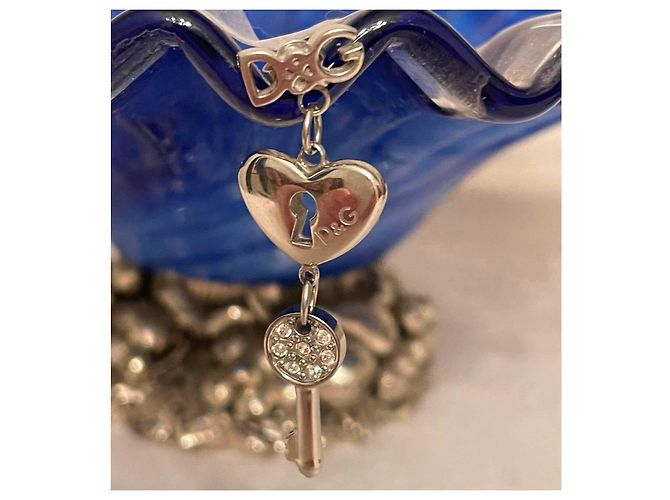 Orecchini DOLCE & GABBANA acciaio cuore chiave logo Argento - vista 3