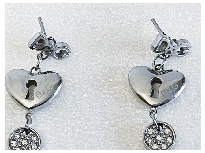 Orecchini DOLCE & GABBANA acciaio cuore chiave logo Argento - vista 7