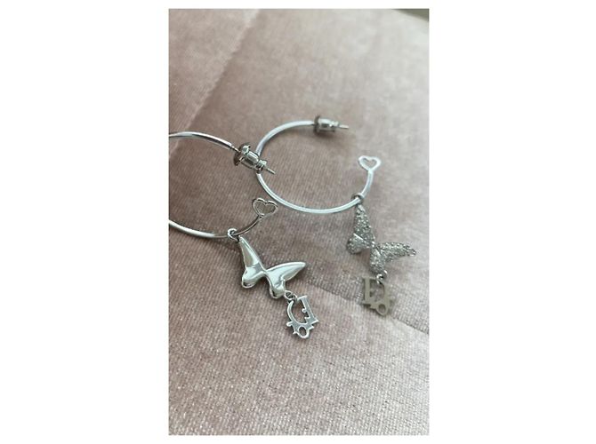 Dior-Schmetterlingsmonogramm-Kreolen Silber - Ansicht 2