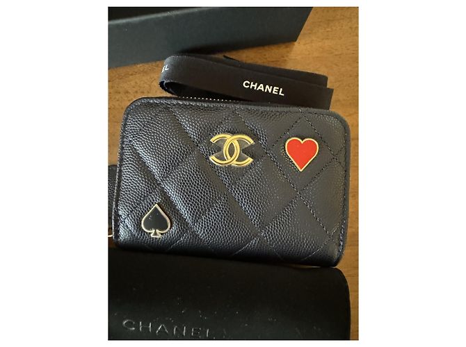 Chanel Spade & Heart VIP-Geschenkbrieftasche Marineblau - Ansicht 13