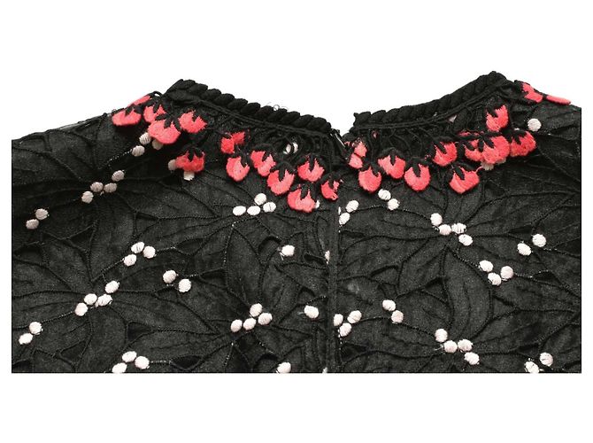 Autre Marque Abito da cocktail mini nero Giamba con ricami floreali rosa - vista 6