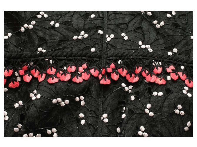 Autre Marque Abito da cocktail mini nero Giamba con ricami floreali rosa - vista 7