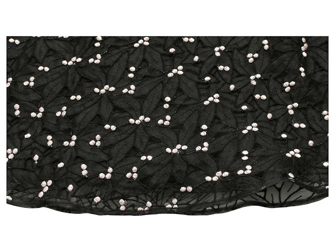 Autre Marque Abito da cocktail mini nero Giamba con ricami floreali rosa - vista 9