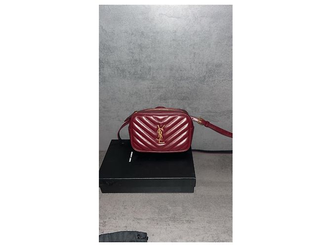 Cinto Saint Laurent Lou Vermelho escuro couro Bordeaux - vista 2