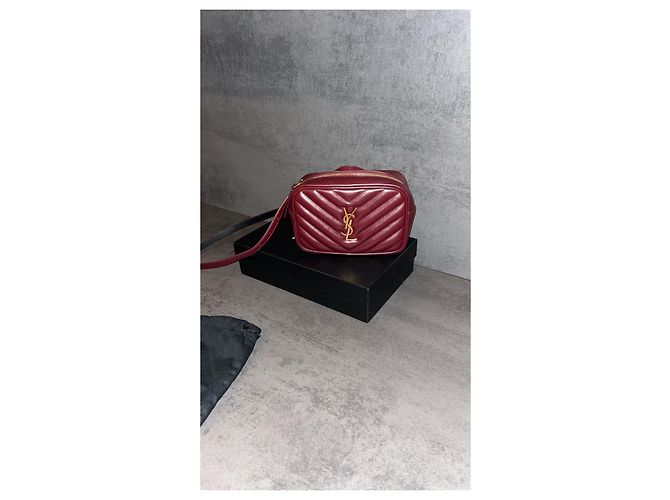 Cinto Saint Laurent Lou Vermelho escuro couro Bordeaux - vista 3