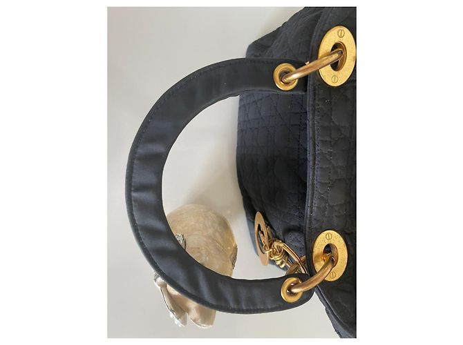 Dior Borsa Lady Dior Blu Navy in Cotone - vista 12