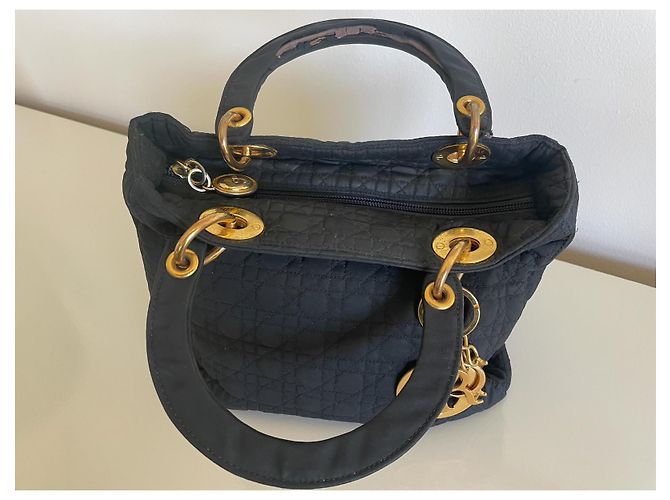 Dior Borsa Lady Dior Blu Navy in Cotone - vista 14