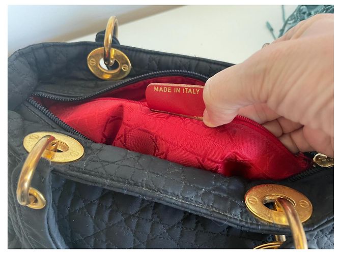 Dior Borsa Lady Dior Blu Navy in Cotone - vista 17