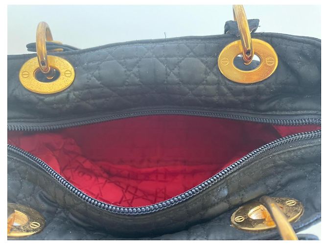 Dior Borsa Lady Dior Blu Navy in Cotone - vista 18