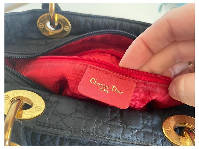 Dior Borsa Lady Dior Blu Navy in Cotone - vista 19