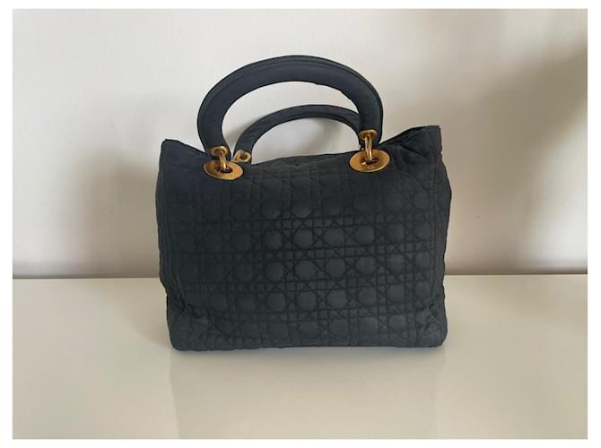 Dior Borsa Lady Dior Blu Navy in Cotone - vista 2