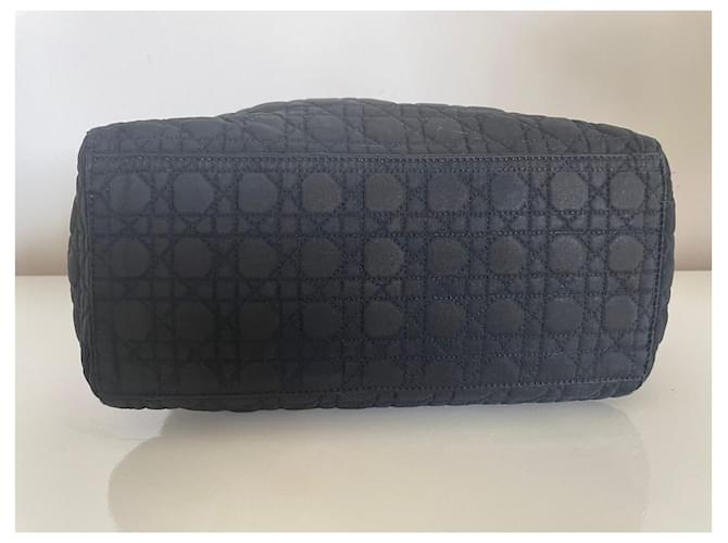 Dior Borsa Lady Dior Blu Navy in Cotone - vista 3