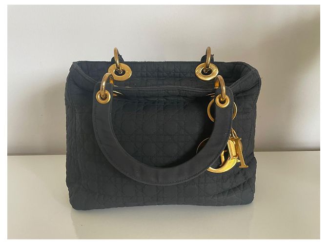 Dior Borsa Lady Dior Blu Navy in Cotone - vista 5