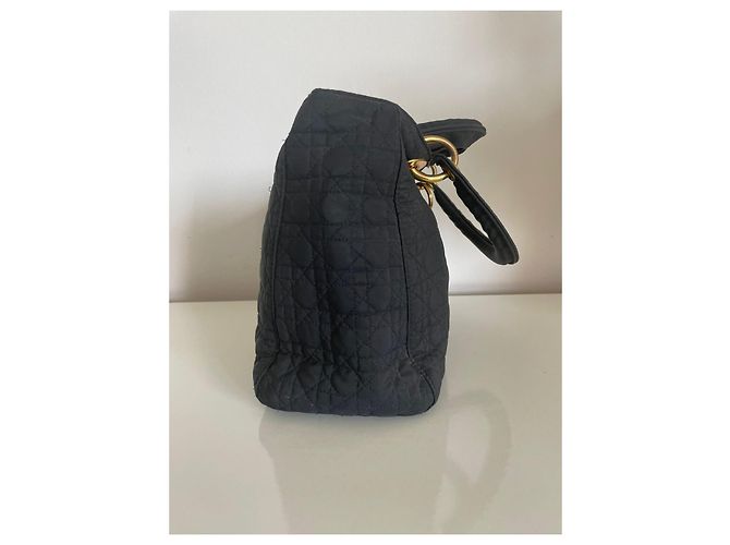 Dior Borsa Lady Dior Blu Navy in Cotone - vista 7